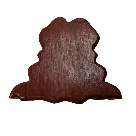 Hand Carved Wooden Frog Mohogany Figure Puzzle Box Secret Trinket Box Inside! - Picture 11 of 11